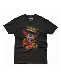 Camiseta Masculina em Algodão Estampa Palhaço Preta Básica Tamanho Gg