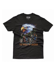 Camiseta Masculina em Algodão Estampa The Spirit Of Freedom Preta Básica Tamanho P