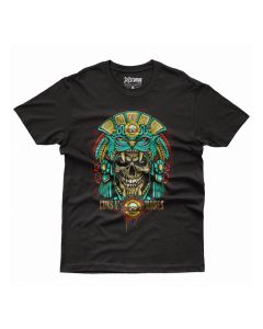 Camiseta Masculina em Algodão Estampa Guns'n Roses Preta Básica