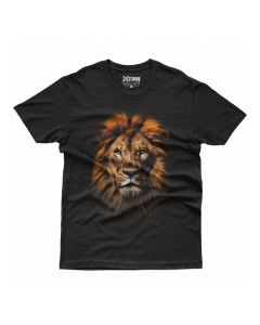 Camiseta Masculina em Algodão Estampa Lion Preta Básica