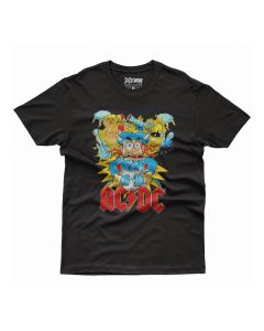 Camiseta Masculina em Algodão Estampa Ac/dc Preta Básica