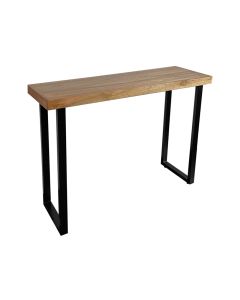 Mesa de Apoio Industrial 220cm em Madeira Maciça Angelin Base Ferro Preto