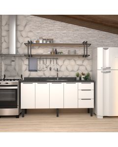 Gabinete Cozinha Em Aço Júpiter 180cm 3 Gavetas Branco - Cozimax