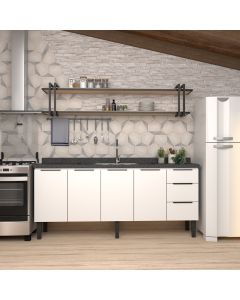 Gabinete Cozinha Em Aço Júpiter 200cm 3 Gavetas Branco - Cozimax