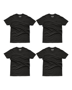 Kit 4 Camiseta Masculina em Algodão Estampa Lisa Preta Básica Tamanho P